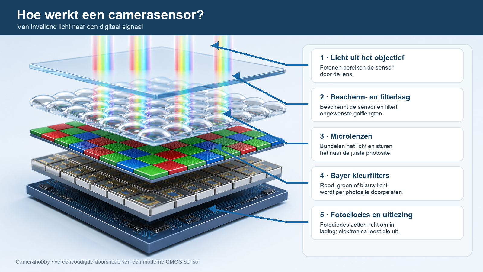 Schematische werking van een camerasensor